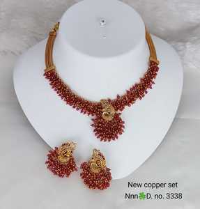 FANTAISIE PAON STLYISH MOTIPEARL ANTIQUE TRADITIONNEL ET À LA MODE BIJOUX DU TEMPLE INDIEN DU SUD SETCHOKER SUD COLLIER ENSEMBLE FEMMES - Product Image 2