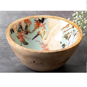 <b>Wooden</b> <b>Bowls</b> for Serving Mixing <b>Salad</b> Soup Sticker Enamel Printed Acacia Wood <b>Salad</b> <b>Bowl</b> Soup Fruit <b>Bowl</b> - Product Image 2