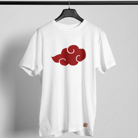 Camiseta de Algodón 100% de Color Sólido con Diseño de Anime Red Cloud, Inspirada en Akatsuki, Unisex, Ropa Urbana, Logotipo Personalizado, Etiqueta Privada, Premium, Secado Rápido