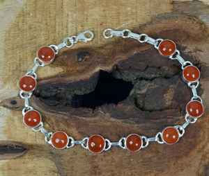 Pulsera de Plata de Ley con Cornalina Roja, Ajustable, con Piedras Preciosas, Joyería Hecha a Mano, Elegante Regalo para Mujer - Product Image 5