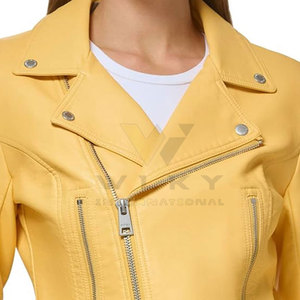 Concevez votre propre veste en cuir pour femme, veste en cuir imperméable pour femme, veste en cuir pour femme à col montant - Product Image 6