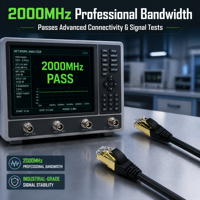 Kabel Ethernet Cat8 SFTP 40Gbps 2000MHz Kecepatan Tinggi 26AWG Tembaga Telanjang Berpelindung RJ45 Kabel Patch Jaringan PVC LSZH Panjang Sesuai Pesanan