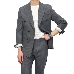 Vente chaude 2 pièces rayé mince revers hommes bureau costumes personnalisable mariage formel affaires tenue respirant Design 2026 - Product Image 3