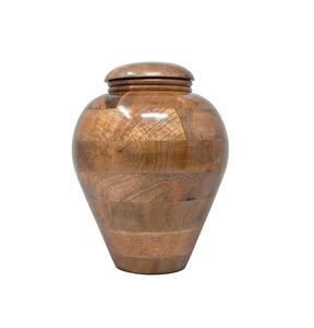 Urne funéraire en bois de grande capacité avec panneaux en bois superposés, finition lisse et brillante, forme traditionnelle - Product Image 1
