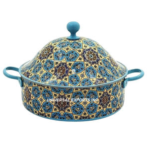 Recién llegado, calentador de alimentos de Metal de lujo, cazuela de doble pared de diseñador hecha a mano con estampado de pegatinas, olla caliente de estilo clásico - Product Image 6