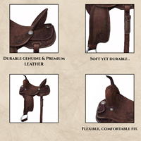 Ensemble de selle anglaise en cuir western 100% artisanal et travaillé, équipement d'équitation de qualité supérieure, durable et confortable, arceau en fibre de verre SUS304