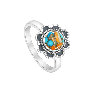 Trendy Wholesale Bulk Spiny Oyster <b>Turquoise</b> Sterling Silver Rhodium Bohemian Navajo Handmade Gemstone Engagement Wedding <b>Ring</b> - Product Image 3