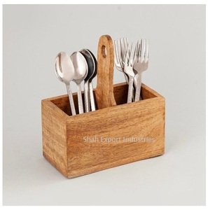 Kitchenware Wooden Spoon Fork and Knife Stand Cutlery Holder for Dining <b>Table</b> Organizer Storage <b>Caddy</b> Cutlery Stand - Product Image 2