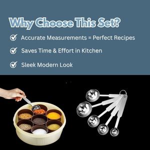 ชุดช้อนตวงทำจากสเตนเลสสตีล5ชิ้นสำหรับช้อนชาส่วนผสมแห้งและเป็นของเหลวสำหรับผงเครื่องเทศ - Product Image 2