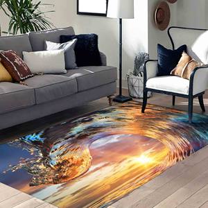 Alfombra Sunset Wave Crest: Decoración de paisaje costero, alfombra impresa, alfombra suave no tejida - Product Image 2