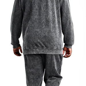 Vente en gros Ensemble de survêtements 2 pièces sport polyester délavés à l'acide vintage pour hommes survêtements coupe ajustée sweat à capuche zippé et pantalon - Product Image 3