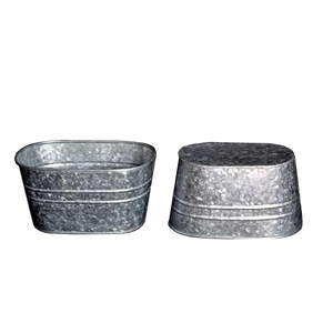 Metal galvanizado Hierro forma redondeada diseño Normal cubo estilo maceta jardín restaurantes y Bungalow decoración de pared - Product Image 4