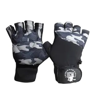 Custom Unisex High Quality Cowhide Leather Half Finger Lace-Up Closure Gym <b>Gloves</b> Premium Fitness Workout Wraps Lifting <b>Gloves</b> - Product Image 1