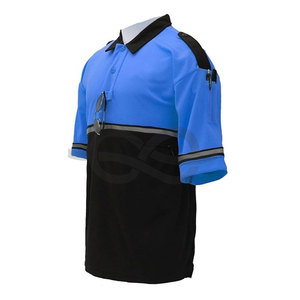 Polo de patrouille à vélo de sécurité bicolore pour hommes, coupe régulière, rayures réfléchissantes haute visibilité, poche zippée et tissu respirant - Product Image 6