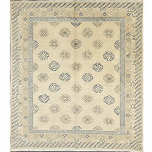 Tapis de Peshawar et de Khotan noué à la main, unique en son genre, 10'10 x 8'11 Pes_Kho_63 - Product Image 1