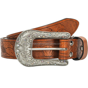 Ceinture occidentale vintage en cuir de qualité supérieure pour hommes classique boucle occidentale gravée à fleurs ceintures et accessoires en cuir sur mesure - Product Image 1