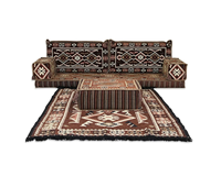 Ensemble de trois coussins de sol ottoman, afghan, arabe, nomade, Yoruk, oriental, brodés, marocains, lavables