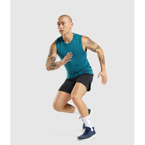 T-shirt de sport sans manches en coton noir personnalisé, nouvelle marque privée, coupe ample, débardeur de fitness pour hommes - Product Image 4