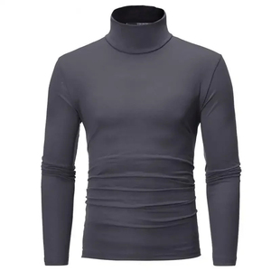 Chemise à manches longues coupe ajustée à col ras du cou thermique sans couture respirante pour hiver et automne pour hommes - Product Image 6