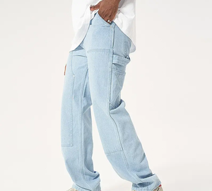 กางเกงยีนส์แฟชั่นลำลองทรงหลวมแบบสั่งทำพิเศษสำหรับผู้ชาย - Product Image 3