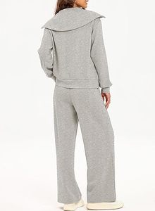 Veste d'été zippée et pantalon de survêtement à capuche pour femmes Nouveau col haut Conception d'épaule tombante au-dessus de la longueur du genou pour le marché - Product Image 4