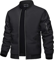 Blouson bomber en toile noire unie, dernier design, service OEM, manches longues, poche latérale, devant 100% polyester, coupe-vent, respirant
