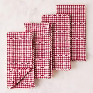 Serviettes en coton à motif à carreaux tissés à la main Écologique Fait à la main pour les mariages Réunions de famille Lavable pour les restaurants par ITHL - Product Image 1