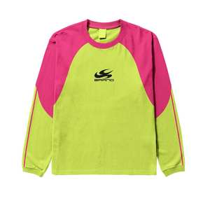 Sudadera de cuello redondo de manga larga con panel de contraste personalizado para hombre, jersey de moda con diseño de corte y costura azul y naranja - Product Image 5