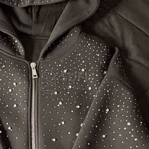 เสื้อฮู้ดลำลองสำหรับผู้หญิงแฟชั่นฤดูหนาว ผ้าถักบุซับใน ประดับคริสตัลที่ด้านหน้า พร้อมด้วยกลิตเตอร์ที่ทนทาน เหมาะสำหรับสวมใส่ในชีวิตประจำวัน - Product Image 6