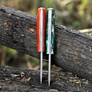 Couteau Kiridashi de qualité industrielle Nordic Forge, acier inoxydable, lame fixe EDC, manche en résine, couleur rouge/verte, étui en cuir - Product Image 3