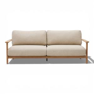 Juego de Sofás Minimalista Moderno con Estructura de Madera de Teca Maciza, Sillón de 3 Plazas, Sillón Individual, Mesa de Centro Larga y Corta para Sala de Estar - Product Image 2