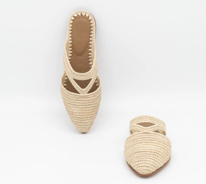 Chaussures en cuir raphia Slides Pantoufles marocaines en paille pantoufles personnalisées en raphia naturel - Product Image 2