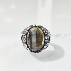 Mayorista Anillo para hombre Natural AAA Fuego azul Labradorita Piedra preciosa Anillo de piedra natal Joyería oriental otomana Anillo de plata esterlina 925 - Product Image 5