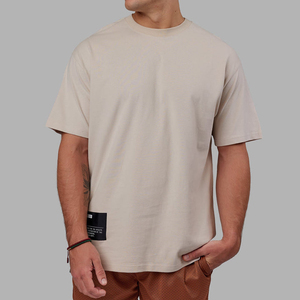 T-shirt décontracté pour homme en tissu tissé, prix de gros personnalisé, surdimensionné, de haute qualité, pour la salle de sport, entraînement, tee-shirt pour homme - Product Image 1