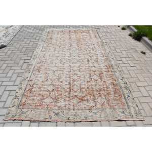 Tapis Vintage en Laine Turque Orange Blanc 5.5 X 9.8ft Tissage Plat Patchwork Design Salon Tapis Latex pour Décorations pour la Maison 4m - Product Image 1