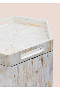 Taburete Madre de Perla con Bandeja, Una Obra Maestra de Elegancia, Atención Meticulosa, Muebles Maravillosos PARA EL Hogar - Product Image 4