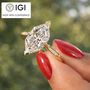 Anillos de Compromiso y Boda Modernos, Chapados en Oro de 18K y Rodio, Diseño de Marquesa Holandesa, con Diamantes Cultivados en Laboratorio, Certificados por IGI, Diseño de Punta en V, Únicos y Personalizados - Product Image 2