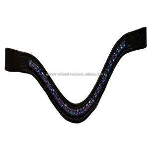 Correa de cuero con forma de onda profunda para cejas de caballo, personalizada, canal vacío, 1 fila, cristales redondos, diamante, mega cadena ostentosa - Product Image 1