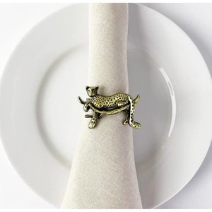 Design moderne, lot de 4 ronds de serviette en métal léopard, porte-serviettes de mariage en bronze écologique pour la décoration de table d'un hôtel et d'un restaurant - Product Image 1
