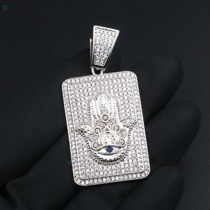 Pendentif main de Hamsa en diamant de laboratoire glacé, argent sterling 925, style célébrité, pendentif hip hop - Product Image 5