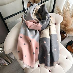 Autumn winter girls ladies love pattern thick warm double sided shawl soft cozy <b>wrap</b> fashion <b>scarf</b> elegant blanket style - Product Image 6