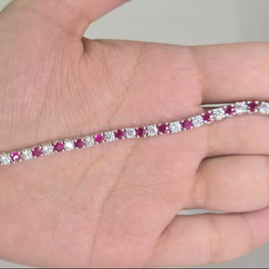 <b>Red</b> & White Moissanite Diamond <b>Bracelet</b> 925 Sterling Silver Moissanite Diamond <b>Bracelet</b> Moissanite Diamond Beautiful <b>Bracelet</b> - Product Image 1
