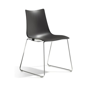 Stackable Technopolymer <b>Dining</b> <b>Chair</b> with Chromed Metal Sled Base - Product Image 5