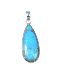 Colgante de piedras preciosas turquesa de Plata de Ley 925 al por mayor, joyería fina con sello 925 chapado en oro para mujer - Product Image 1