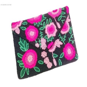 Dernière collection sur le thème floral Type de fermeture Soirée Fête Porter une pochette artisanale de perles indiennes au meilleur prix de gros bas - Product Image 1