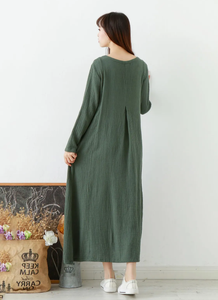 เดรสแม็กซี่บอดี้คอนสำหรับใส่ลำลองคอกลมแขนยาวทรงพอดีตัวดีไซน์2025 - Product Image 5