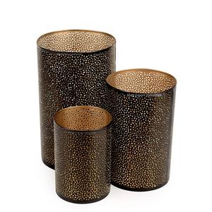 Bougeoir votif en métal de fer fait à la main forme ronde finie noire pour Noël décoration de maison et de mariage votive - Product Image 1