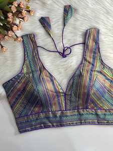 Nặng Jacquard độn áo trở lại mở partywear Ấn Độ Pakistan truyền thống Nam Á thiết kế dân tộc Saree lehenga hàng đầu - Product Image 3