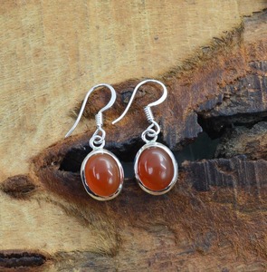 Boho Style Trendy 925 Sterling <b>Silver</b> <b>Drop</b> <b>Earrings</b> with Carnelian Gemstone Handmade Jewelry for Women Wedding Gift - Product Image 5