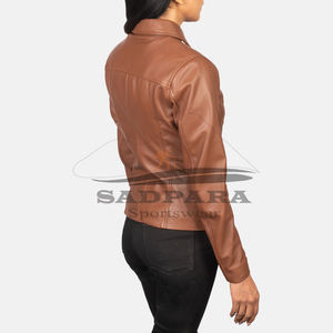 Classic Women's Jackets <b>Lightweight</b> <b>Long</b> Sleeve Cowhide Leather Stylish Motorcycle Lapel Jacket Fashionable Winter <b>Coat</b> - Product Image 3